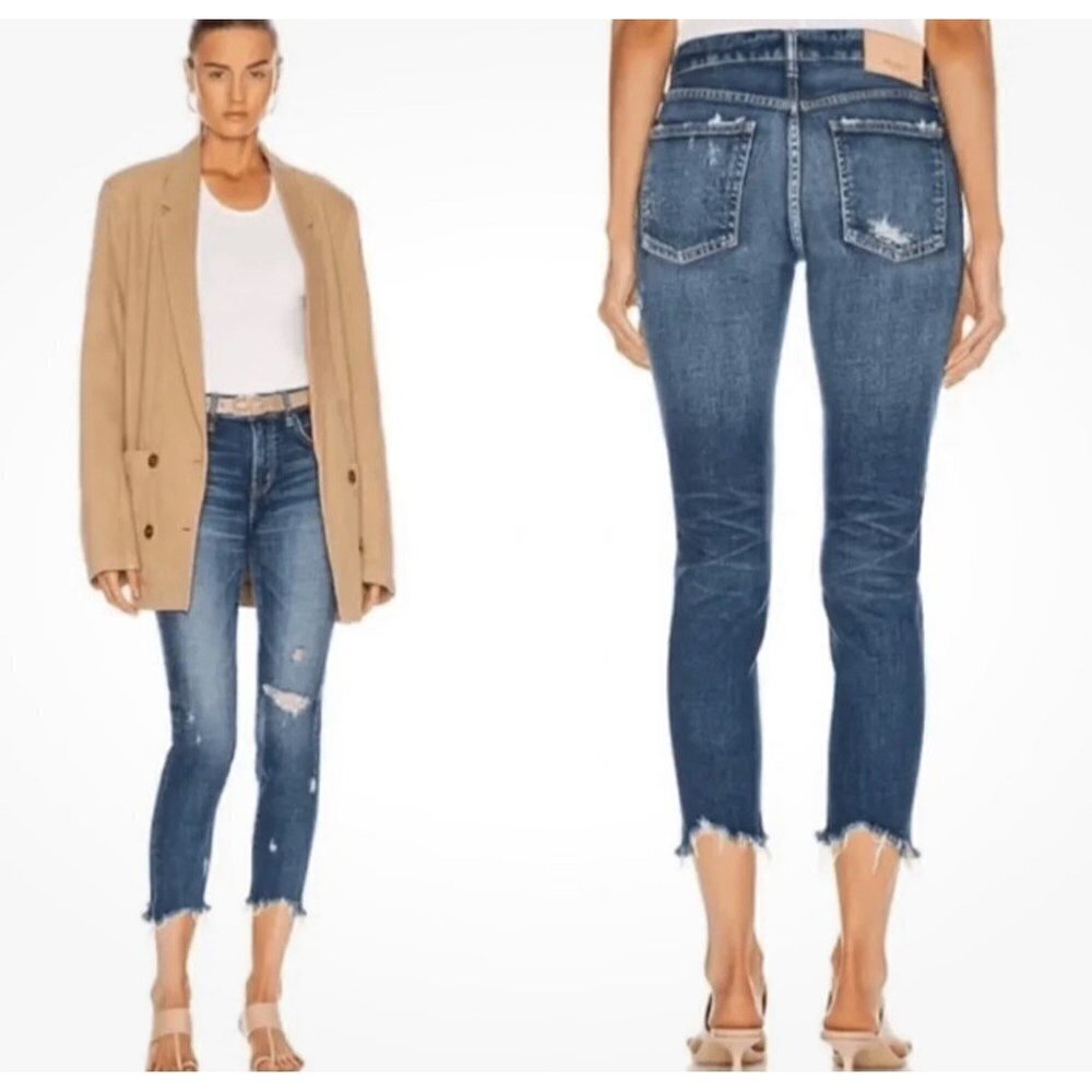 Moussy Jeans Vintage Glendale Mid Rise Distressed‎ Skinny Denim Boho Size 25